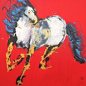 Long Shan, Cheval crinière au vent - Peintures