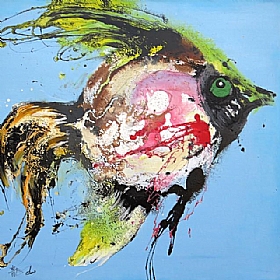 Long Shan, Le poisson discus fond bleu - Peintures